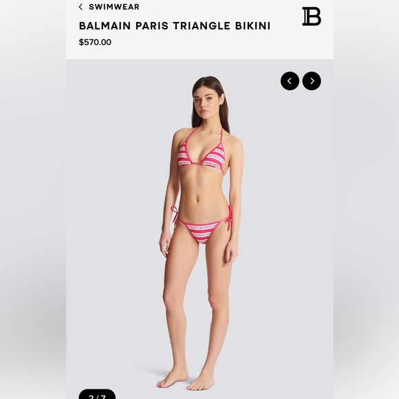 BALMAIN***Fuscia Pink/White Logo String Bikini Set***F36; US 4 $570 CURRENT - Picture 2 of 10